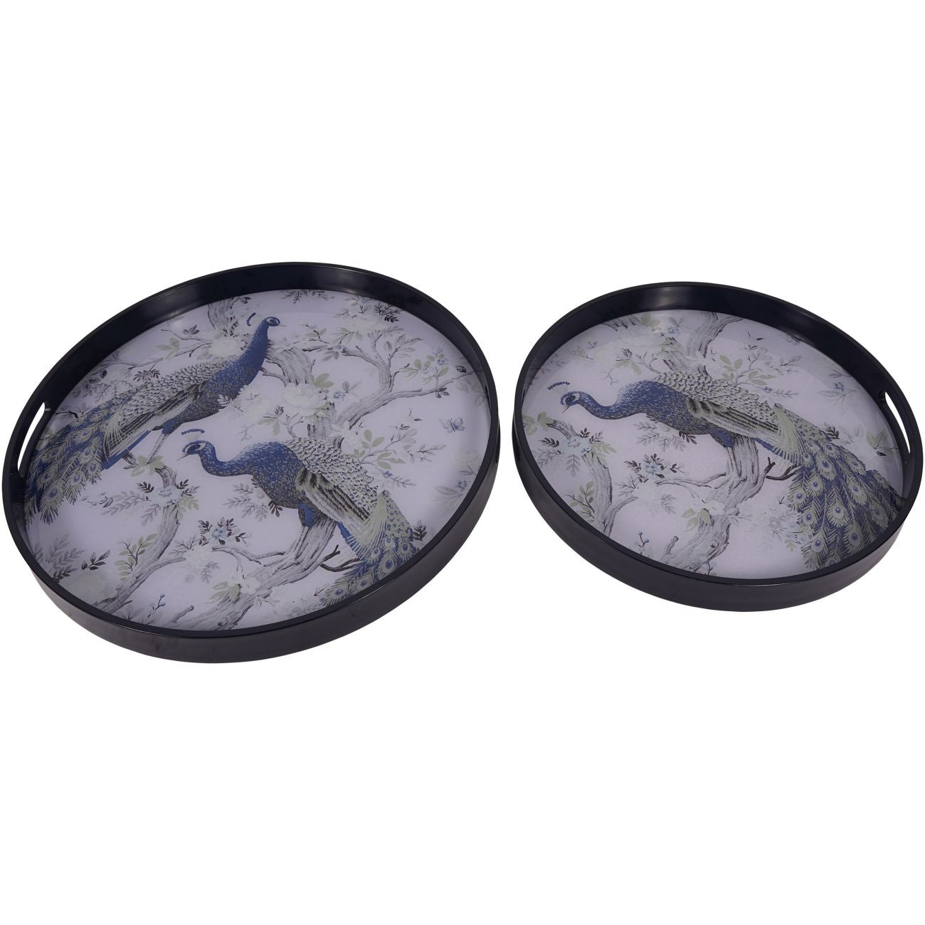 Set of 2 Laura Ashley Belvedere Peacock Print Trays